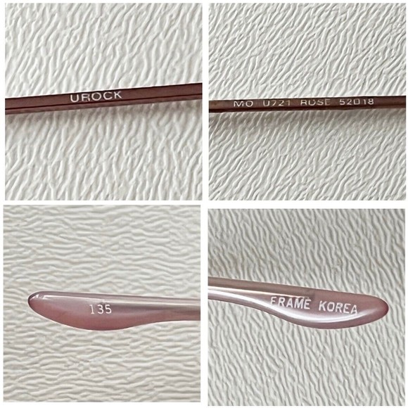 UROCK Eyeglasses Frame U721 Rose 52-18-135 Semi Rimless Display Model - Picture 12 of 12